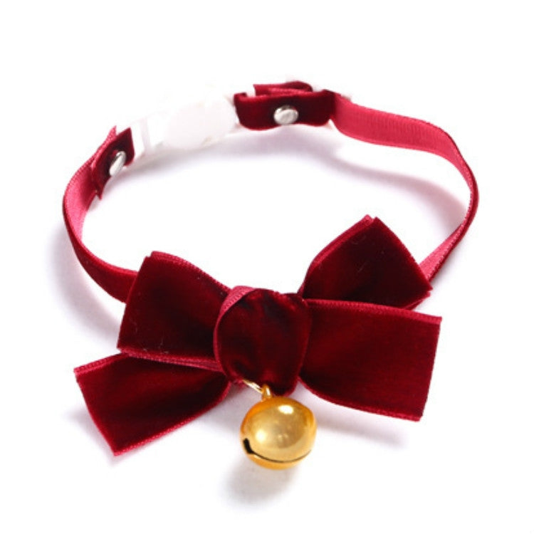 5 PCS Velvet Bowknot Adjustable Pet Collar Cat Dog Rabbit Bow Tie Accessories, Size:S 17-30cm, Style:Bowknot With Bell