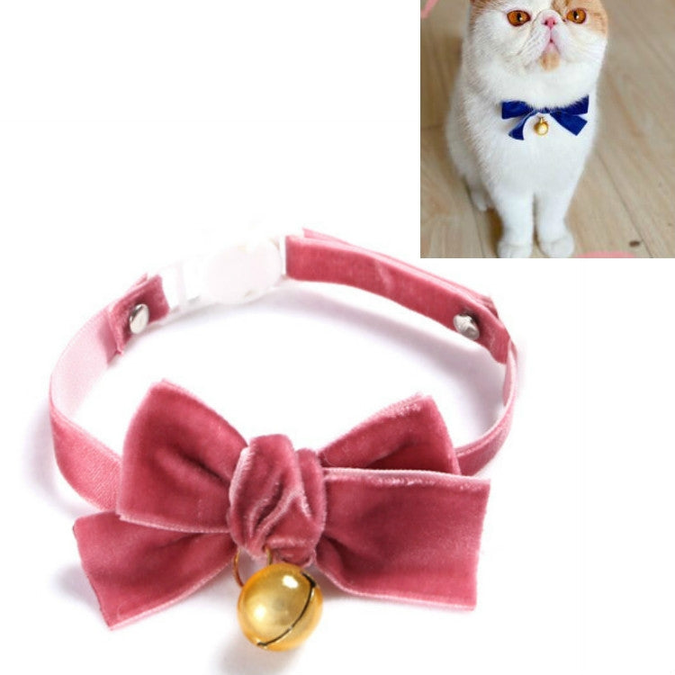 5 PCS Velvet Bowknot Adjustable Pet Collar Cat Dog Rabbit Bow Tie Accessories, Size:S 17-30cm, Style:Bowknot With Bell