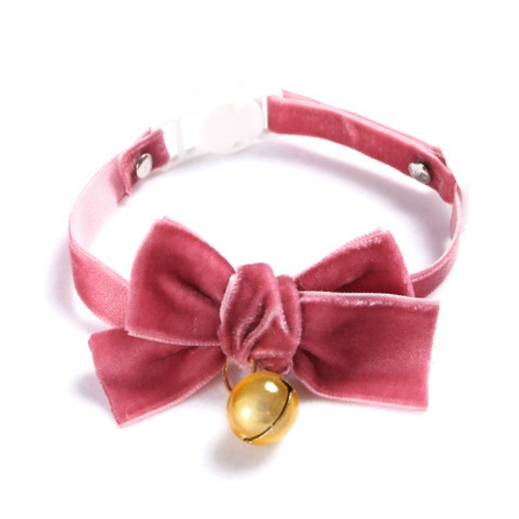5 PCS Velvet Bowknot Adjustable Pet Collar Cat Dog Rabbit Bow Tie Accessories, Size:S 17-30cm, Style:Bowknot With Bell