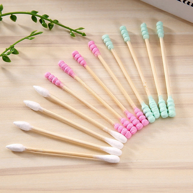 100 Pcs / Pack Double Head Ladies Cotton Swab Nose Ear Cleaning Tool(Random Color Delivery)