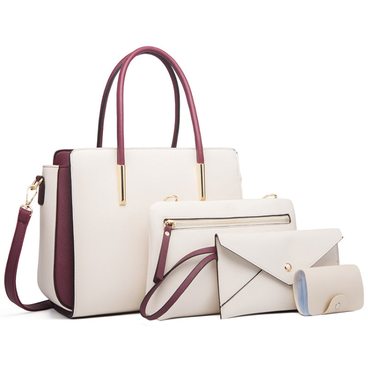 4 In 1 Fashion Color-Block Messenger Handbag Large-Capacity Bag