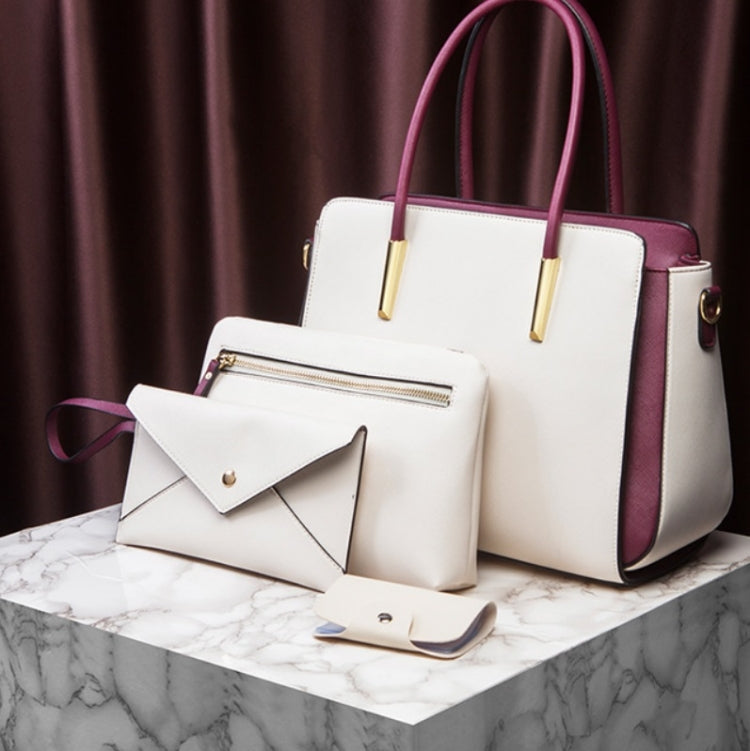 4 In 1 Fashion Color-Block Messenger Handbag Large-Capacity Bag