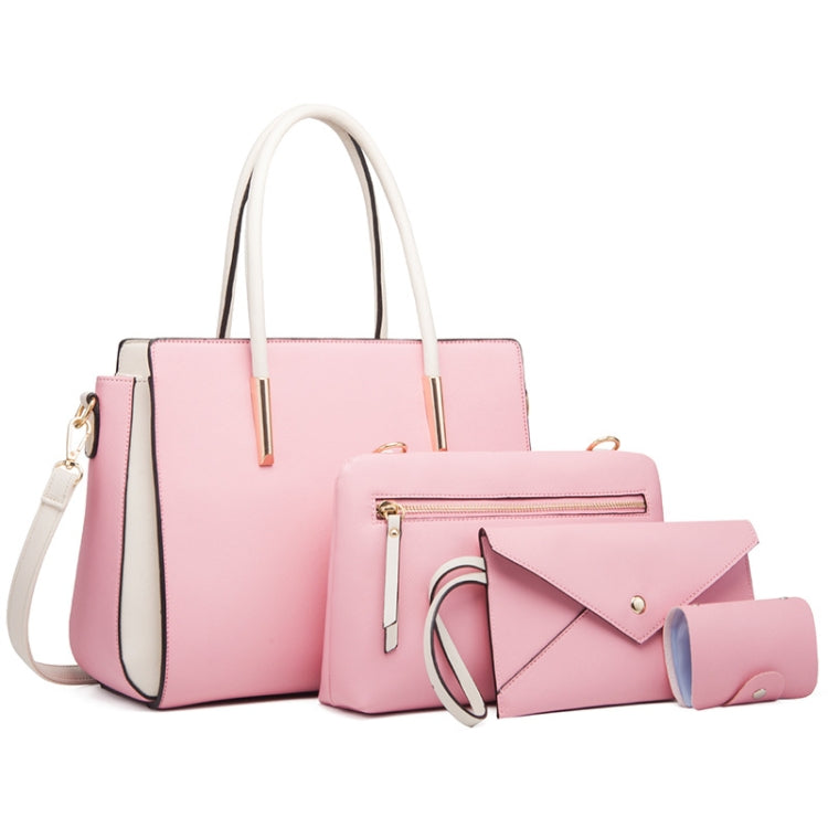 4 In 1 Fashion Color-Block Messenger Handbag Large-Capacity Bag