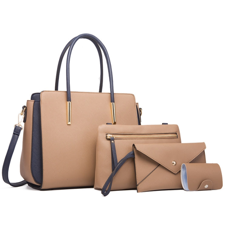 4 In 1 Fashion Color-Block Messenger Handbag Large-Capacity Bag
