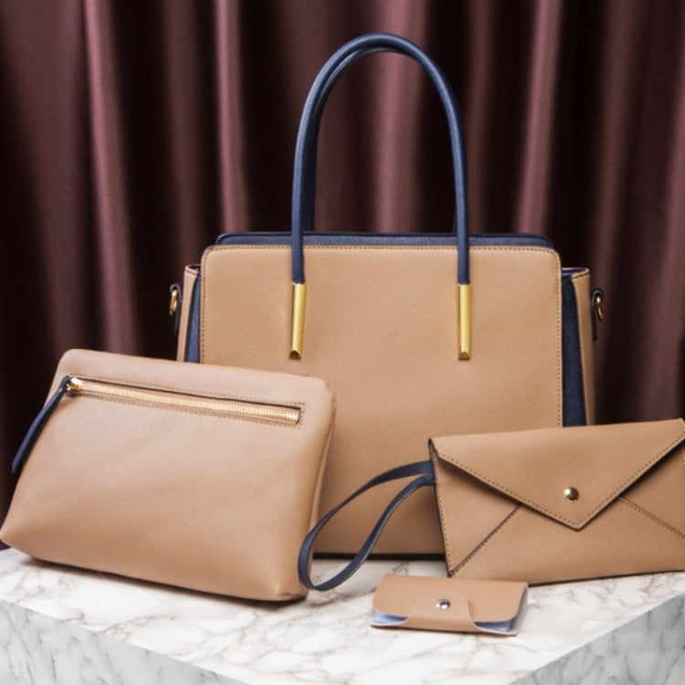 4 In 1 Fashion Color-Block Messenger Handbag Large-Capacity Bag