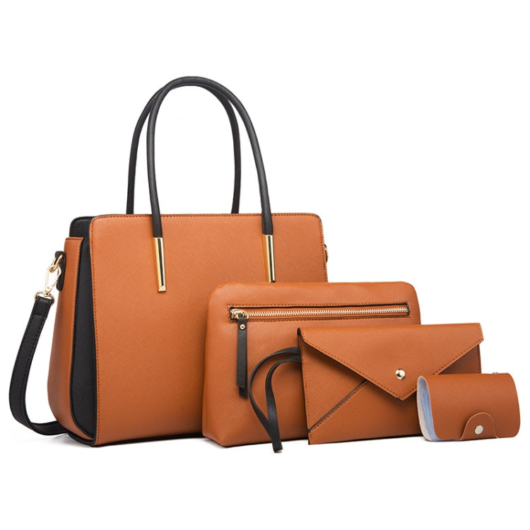 4 In 1 Fashion Color-Block Messenger Handbag Large-Capacity Bag