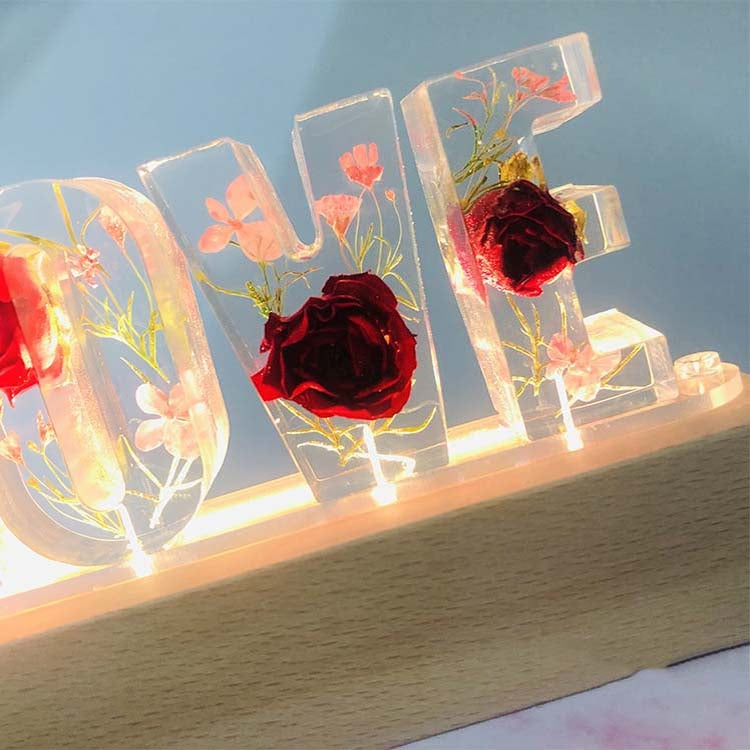 Eternal Flower Night Light Love Letter Desk Lamp Couple Gift, Style:Rose