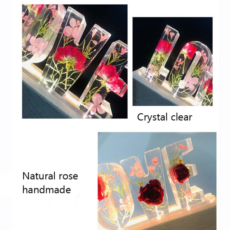 Eternal Flower Night Light Love Letter Desk Lamp Couple Gift, Style:Rose