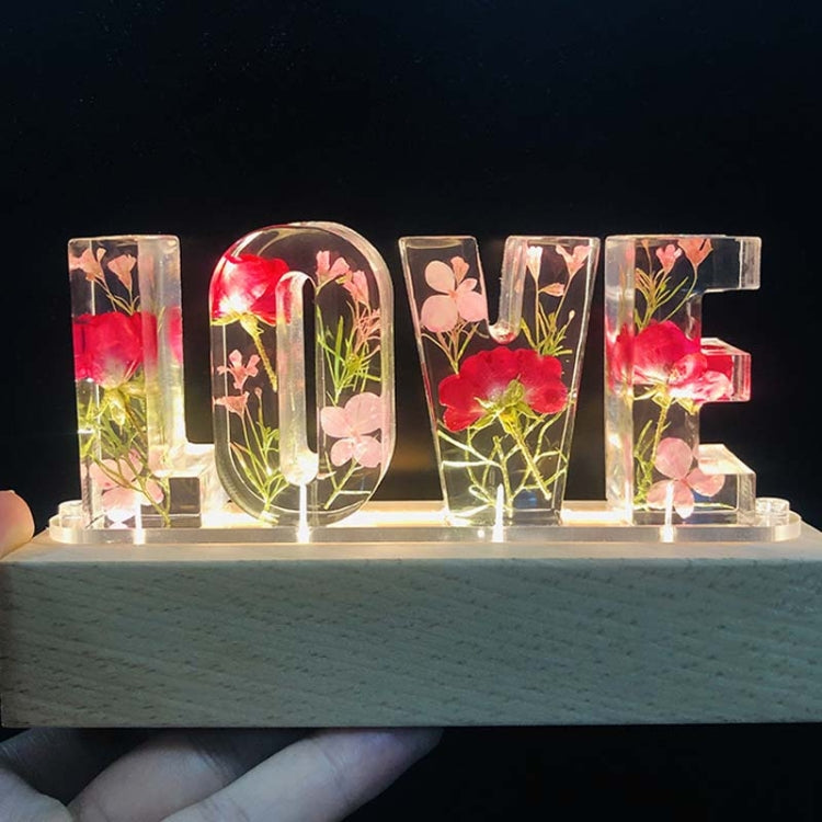 Eternal Flower Night Light Love Letter Desk Lamp Couple Gift, Style:Rose with Branche
