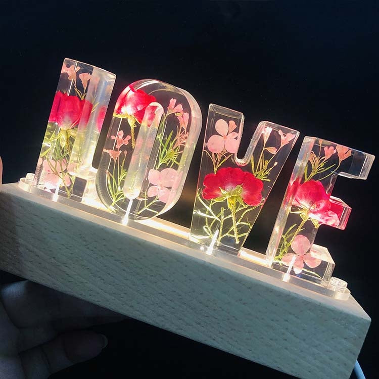 Eternal Flower Night Light Love Letter Desk Lamp Couple Gift, Style:Rose with Branche