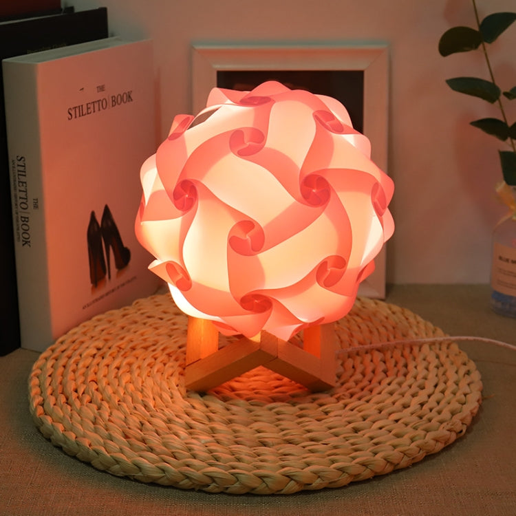 Creative Bedroom Bedside Night Light USB Round Romantic Room Decoration Lamp with Wood Base, Style: DIY Material Kit