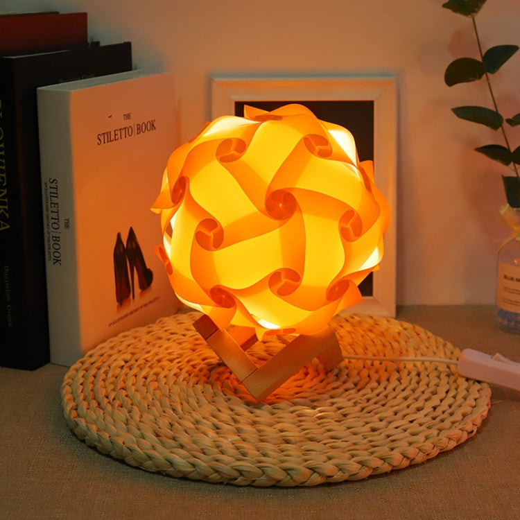 Creative Bedroom Bedside Night Light USB Round Romantic Room Decoration Lamp with Wood Base, Style: DIY Material Kit