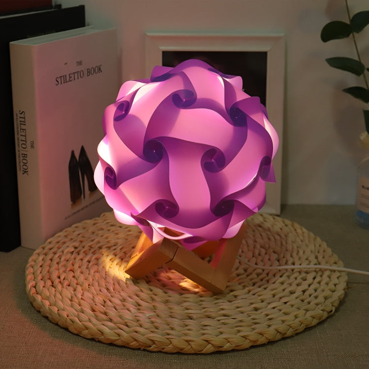 Creative Bedroom Bedside Night Light USB Round Romantic Room Decoration Lamp with Wood Base, Style: Finished Product