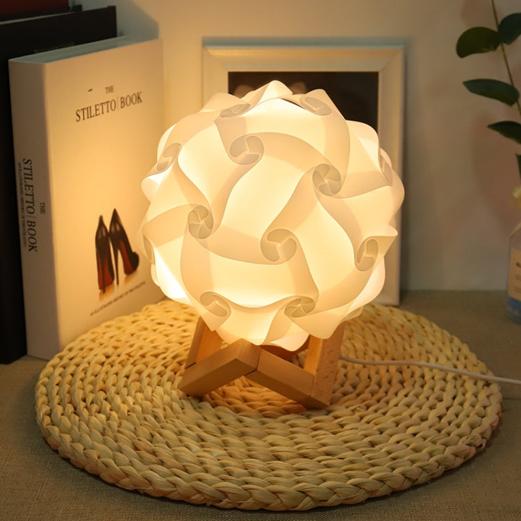Creative Bedroom Bedside Night Light USB Round Romantic Room Decoration Lamp with Wood Base, Style: Finished Product