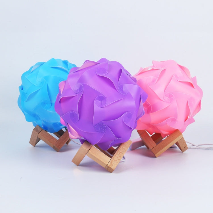 Creative Bedroom Bedside Night Light USB Round Romantic Room Decoration Lamp with Wood Base, Style: Finished Product