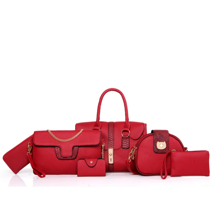 6 in 1 Snake Texture Ladies Fashion Messenger Bag Large-Capacity Bag