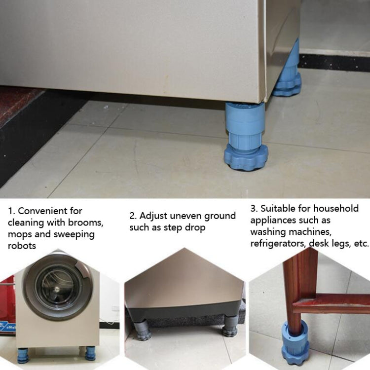 4 PCS / Set Furniture Home Appliance Washing Machine Rubber Foot Mat Moisture-Proof Shock Absorption Heightened Foot Mat Base Gray, Style:Adjustable Height About 8-9.5cm