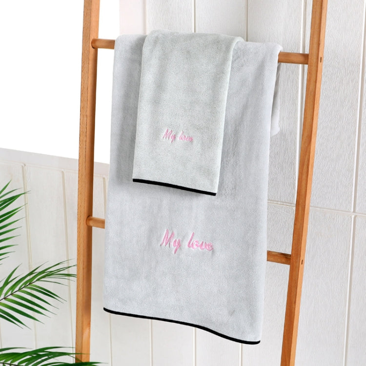 Soft And Thick Absorbent Fiber Bath Towel, Specification:Towel + Bath Towel