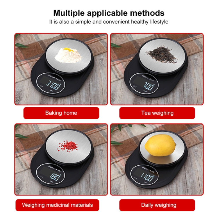 Home Kitchen Electronic Scale High Precision Stainless Steel Jewelry Scale, Style:No Edging, Specification:5kg/1g