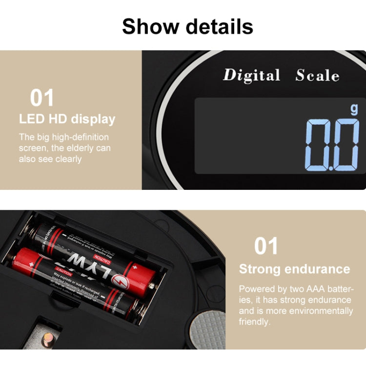 Home Kitchen Electronic Scale High Precision Stainless Steel Jewelry Scale, Style:Hemming, Specification:3kg/0.1g