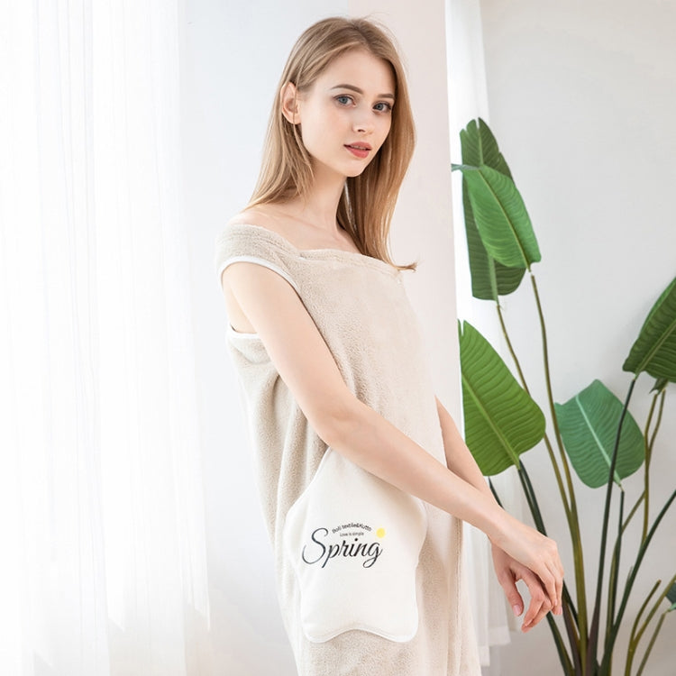 Coral Fleece Wearable Household Bath Skirt Soft Absorbent,Quick-Drying Non-Linting Bath Towel, Size:M (52.5-65 kg)
