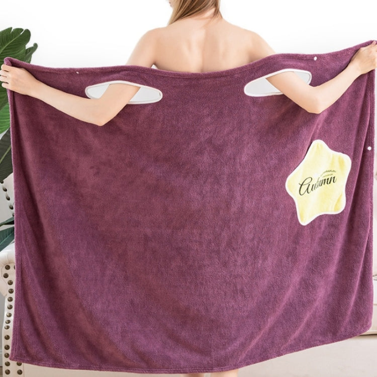 Coral Fleece Wearable Household Bath Skirt Soft Absorbent,Quick-Drying Non-Linting Bath Towel, Size:M (52.5-65 kg)