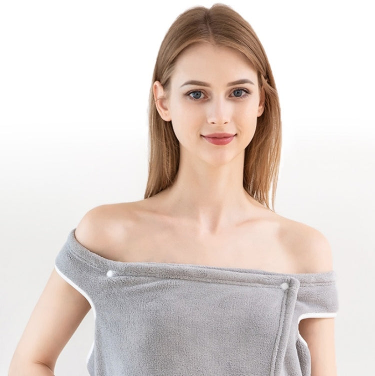 Coral Fleece Wearable Household Bath Skirt Soft Absorbent,Quick-Drying Non-Linting Bath Towel, Size:M (52.5-65 kg)