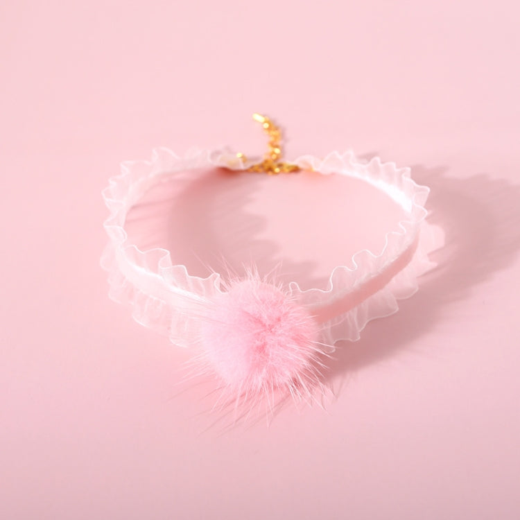 4 PCS Velvet Fungus Lace Stretch Mink Hair Ball Cat Pet Adjustable Collar Pet Accessories Necklace, Size:S 20-25cm