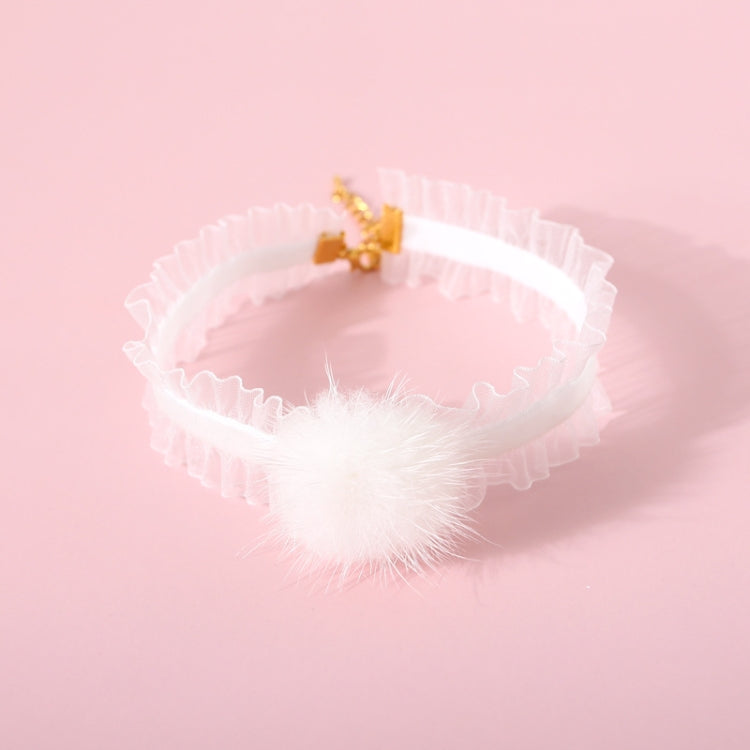 4 PCS Velvet Fungus Lace Stretch Mink Hair Ball Cat Pet Adjustable Collar Pet Accessories Necklace, Size:S 20-25cm