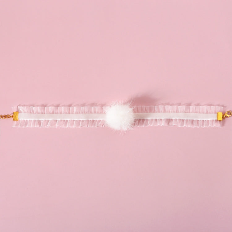 4 PCS Velvet Fungus Lace Stretch Mink Hair Ball Cat Pet Adjustable Collar Pet Accessories Necklace, Size:S 20-25cm