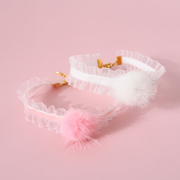 4 PCS Velvet Fungus Lace Stretch Mink Hair Ball Cat Pet Adjustable Collar Pet Accessories Necklace, Size:S 20-25cm