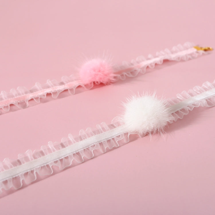 4 PCS Velvet Fungus Lace Stretch Mink Hair Ball Cat Pet Adjustable Collar Pet Accessories Necklace, Size:M 25-30cm