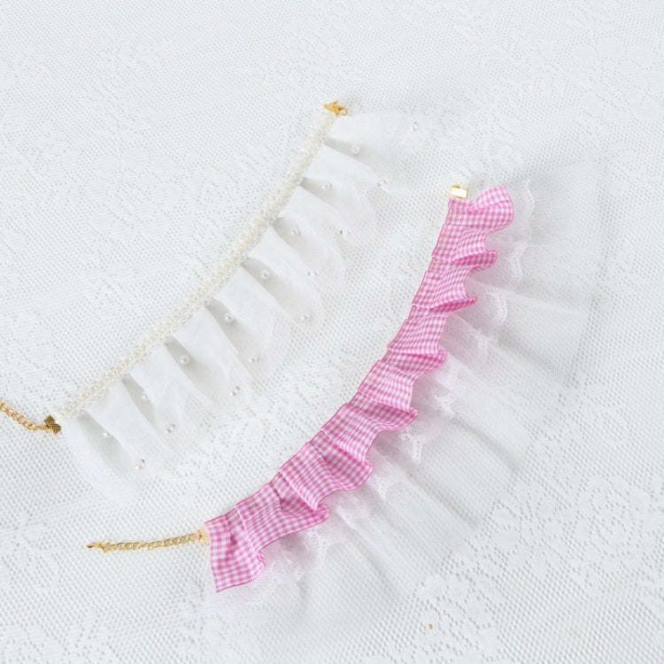 3 PCS Pet Lace Handmade Collar Cat Dog Rabbit Shooting Props, Size:M 25-30cm, Style:Pink Lace