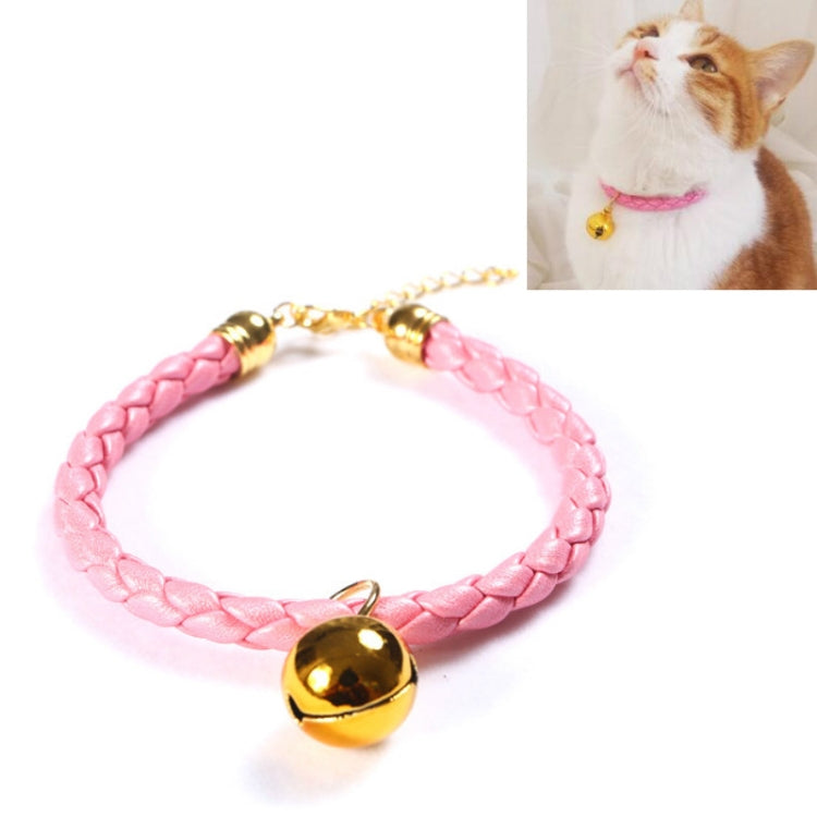 4 PCS Prepared PU Leather Adjustable Pet Bell Collar Cat Dog Rabbit Simple Collar Necklace, Size:M 25-30cm