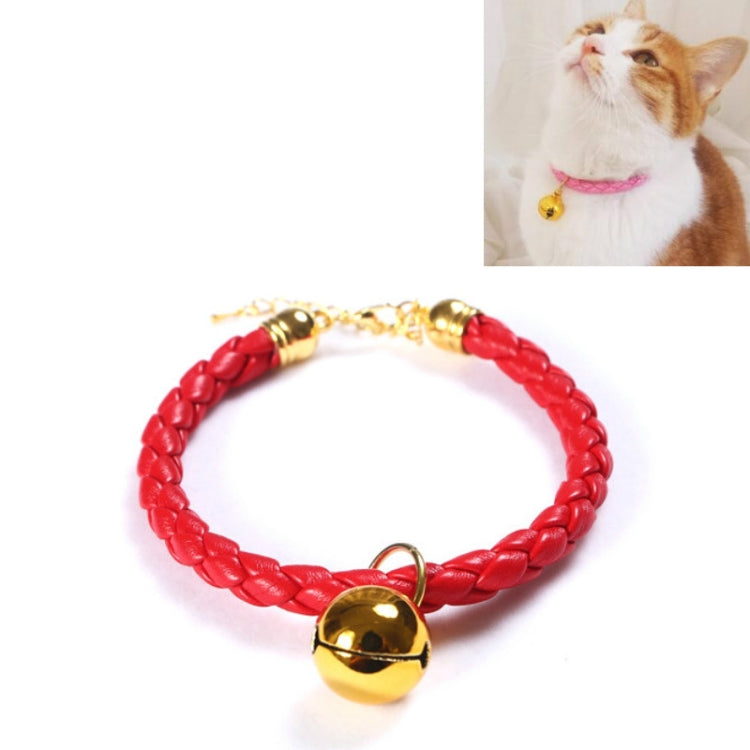 4 PCS Prepared PU Leather Adjustable Pet Bell Collar Cat Dog Rabbit Simple Collar Necklace, Size:M 25-30cm