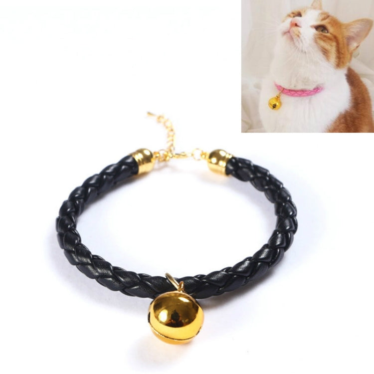 4 PCS Prepared PU Leather Adjustable Pet Bell Collar Cat Dog Rabbit Simple Collar Necklace, Size:M 25-30cm