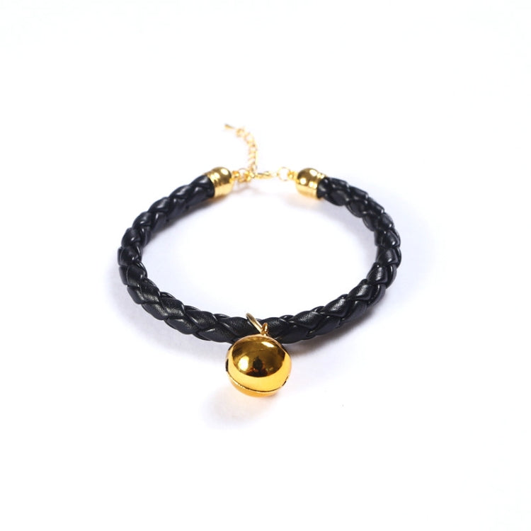 4 PCS Prepared PU Leather Adjustable Pet Bell Collar Cat Dog Rabbit Simple Collar Necklace, Size:M 25-30cm