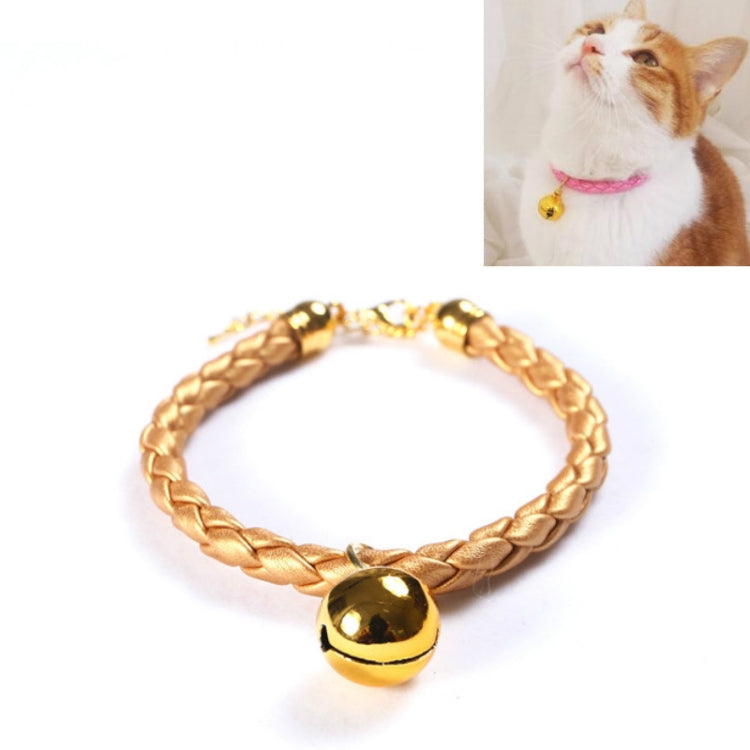 4 PCS Prepared PU Leather Adjustable Pet Bell Collar Cat Dog Rabbit Simple Collar Necklace, Size:M 25-30cm