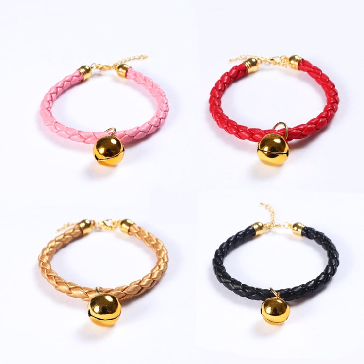4 PCS Prepared PU Leather Adjustable Pet Bell Collar Cat Dog Rabbit Simple Collar Necklace, Size:M 25-30cm