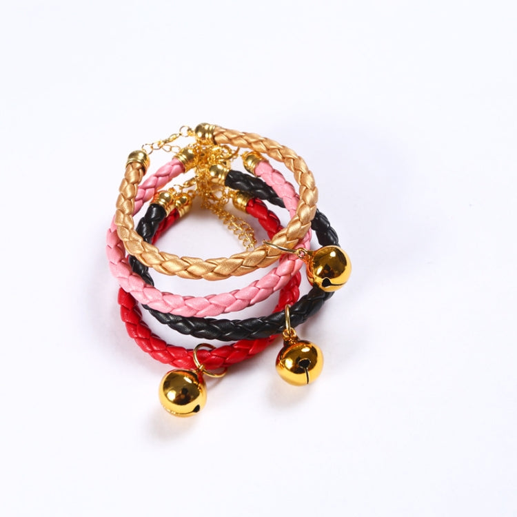 4 PCS Prepared PU Leather Adjustable Pet Bell Collar Cat Dog Rabbit Simple Collar Necklace, Size:M 25-30cm