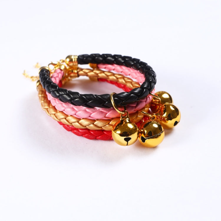4 PCS Prepared PU Leather Adjustable Pet Bell Collar Cat Dog Rabbit Simple Collar Necklace, Size:M 25-30cm