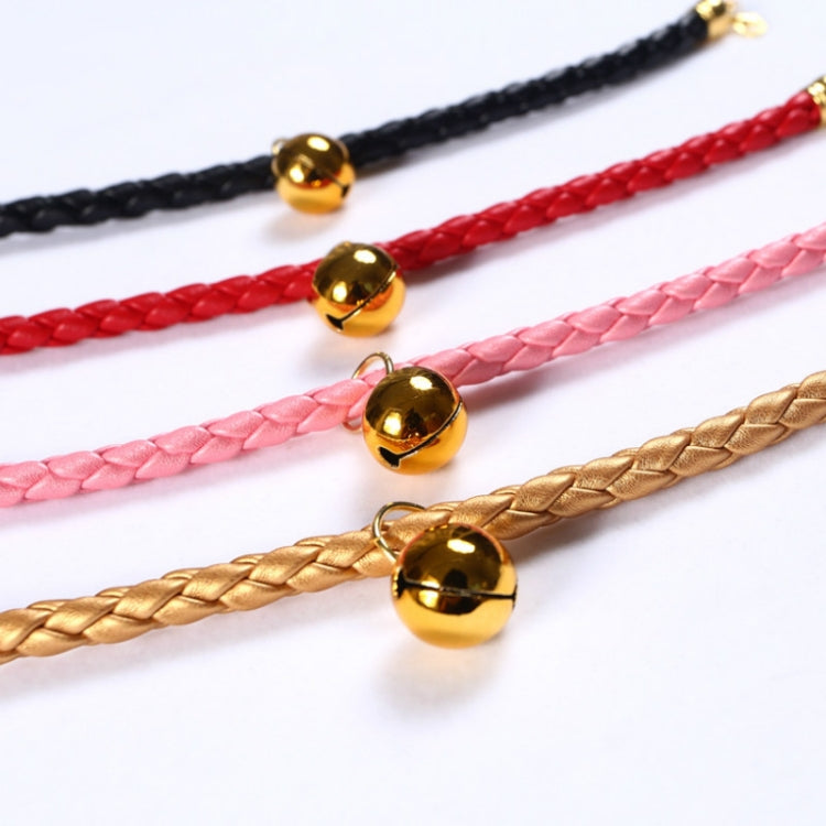 4 PCS Prepared PU Leather Adjustable Pet Bell Collar Cat Dog Rabbit Simple Collar Necklace, Size:M 25-30cm