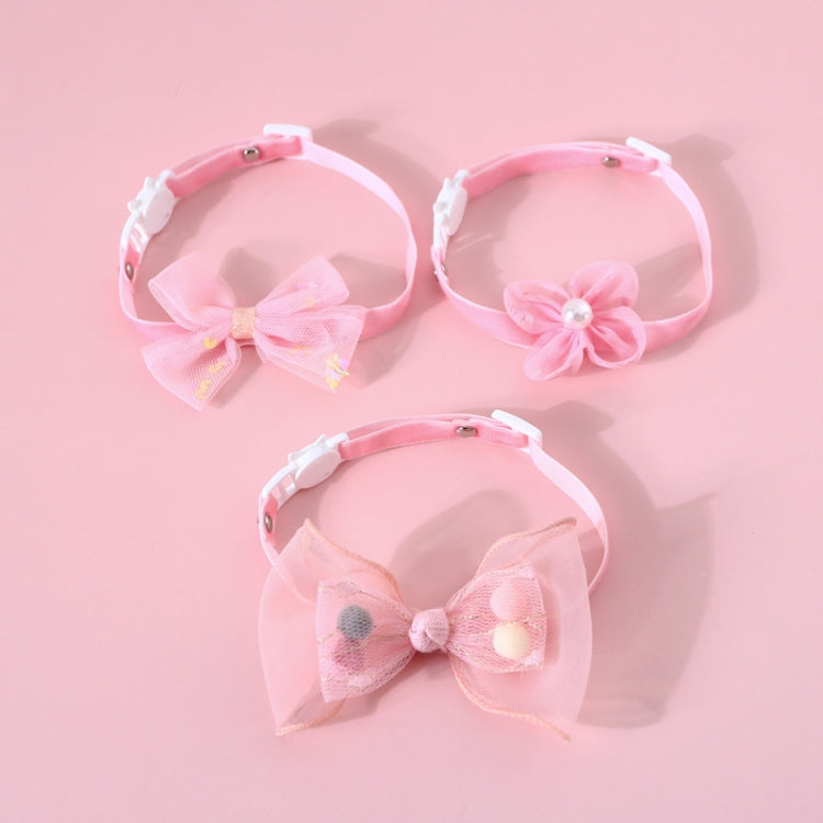 6 PCS Pet Handmade Adjustable Cat Dog Bow Tie Collar, Size:S 17-32cm, Style:Pearl Flowers