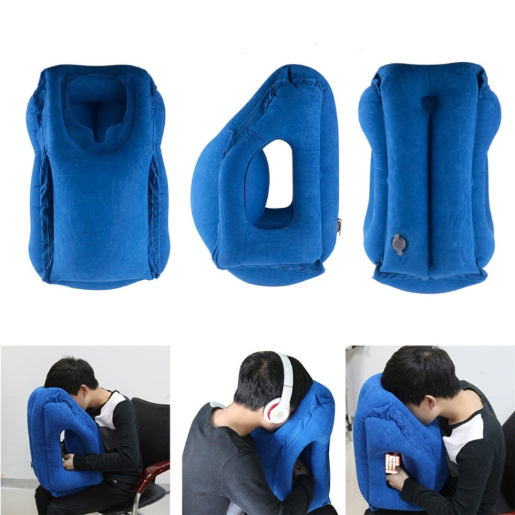 Press the Inflatable Pillow to Take the Plane Train Travel Sleep Artifact Sleep Pillow(Blue)