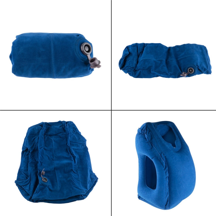 Press the Inflatable Pillow to Take the Plane Train Travel Sleep Artifact Sleep Pillow(Blue)