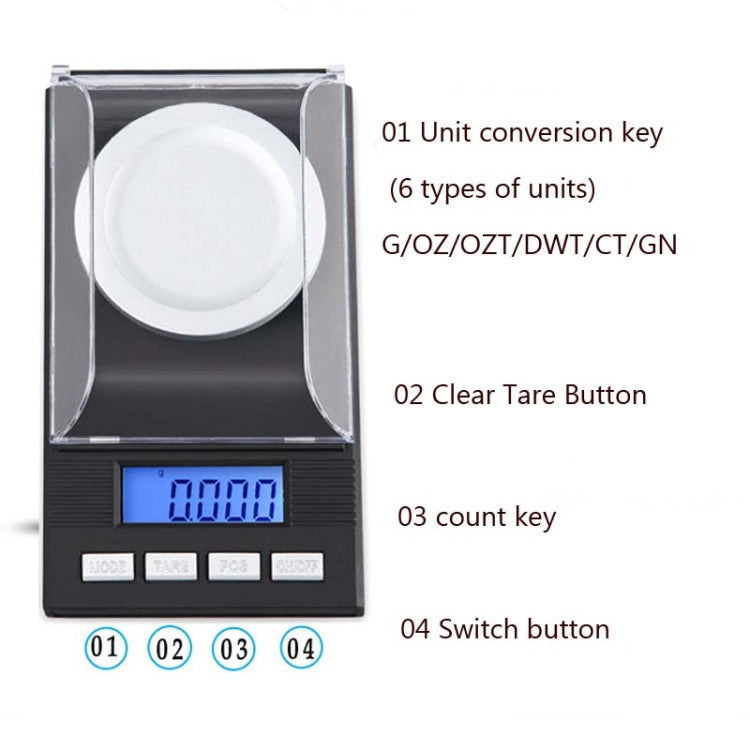 100g/0.001g High-Precision Portable Jewelry Scale  Mini Electronic Scale Precision Carat Electronic Scale