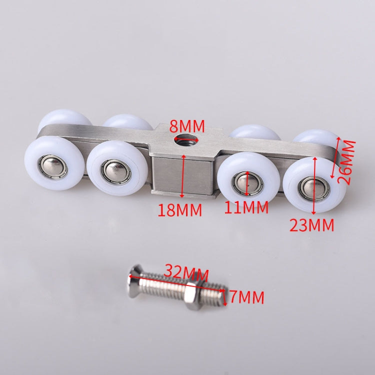 Stainless Steel Sliding Door Hanging Wheel Silent Smooth And Wear-Resistant Sliding Door Pulley Nylon Hanging Rail, Specification:8 Wheels
