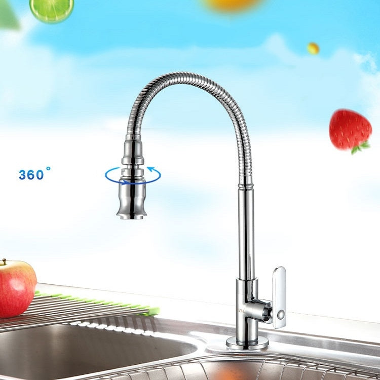 Kitchen Single Cold Universal Folding Deformation Vertical Single Hole Rotatable Faucet