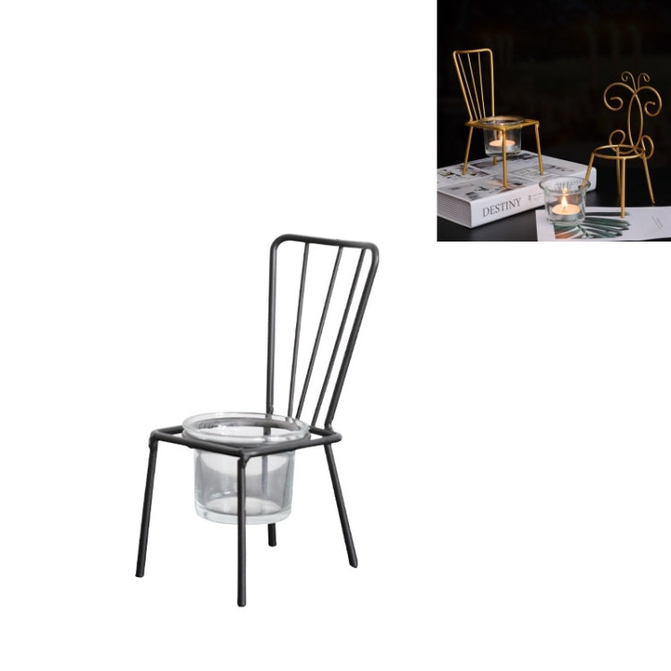 2 PCS Wrought Iron Chair Shaped Candle Holder Decoration Romantic Candle Light Table Decoration, Style:A