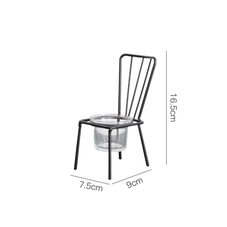 2 PCS Wrought Iron Chair Shaped Candle Holder Decoration Romantic Candle Light Table Decoration, Style:A